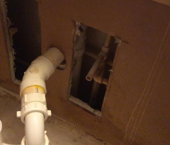 Water line under bathroom vanity fails